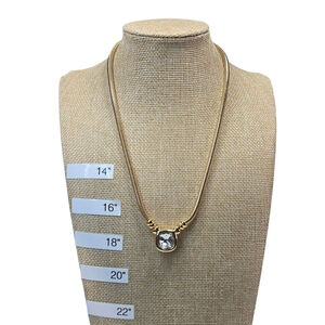 Joan Rivers Necklace Large Gold Tone Snake Chain Clear Rhinestone Pendant
